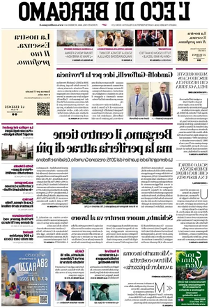 Prima pagina L'Eco di Bergamo di oggi - Quotidiano regionale