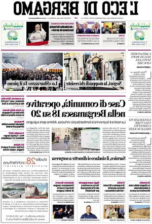 Prima pagina L'Eco di Bergamo di oggi - Quotidiano regionale