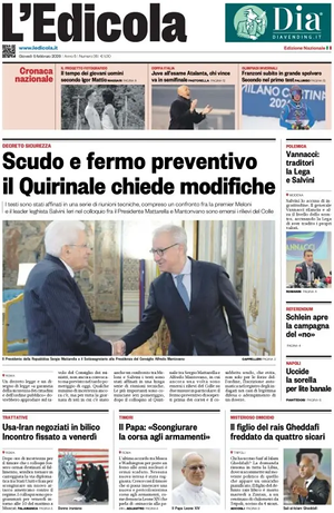 Prima pagina L'Edicola (Nazionale) di oggi - Quotidiano nazionale
