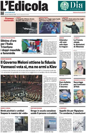 Prima pagina L'Edicola (Nazionale) di oggi - Quotidiano nazionale