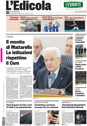 Prima pagina L'Edicola (Nazionale) di oggi - Quotidiano nazionale
