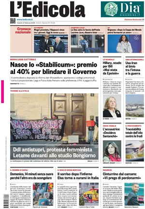 Prima pagina L'Edicola (Nazionale) di oggi - Quotidiano nazionale