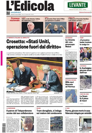 Prima pagina L'Edicola (Nazionale) di oggi - Quotidiano nazionale
