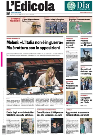 Prima pagina L'Edicola (Nazionale) di oggi - Quotidiano nazionale