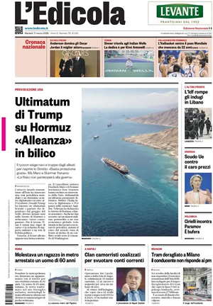 Prima pagina L'Edicola (Nazionale) di oggi - Quotidiano nazionale