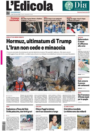 Prima pagina L'Edicola (Nazionale) di oggi - Quotidiano nazionale