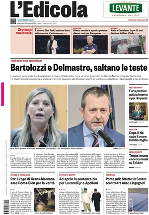 Prima pagina L'Edicola (Nazionale) di oggi - Quotidiano nazionale