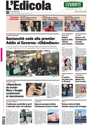 Prima pagina L'Edicola (Nazionale) di oggi - Quotidiano nazionale
