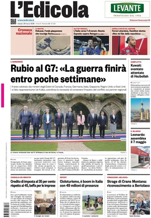 Prima pagina L'Edicola (Nazionale) di oggi - Quotidiano nazionale