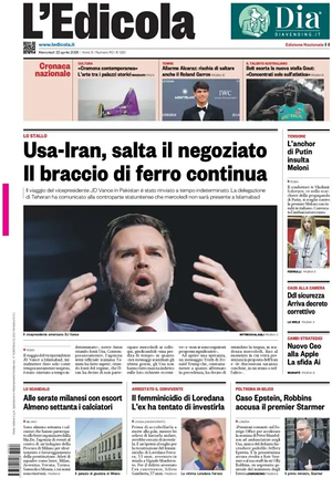 Prima pagina L'Edicola (Nazionale) di oggi - Quotidiano nazionale