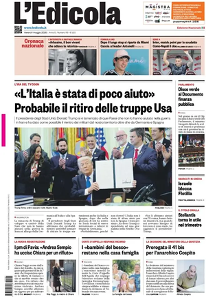Prima pagina L'Edicola (Nazionale) di oggi - Quotidiano nazionale