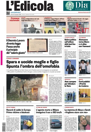 Prima pagina L'Edicola (Nazionale) di oggi - Quotidiano nazionale