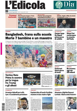 Prima pagina L'Edicola (Nazionale) di oggi - Quotidiano nazionale
