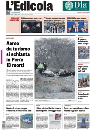 Prima pagina L'Edicola (Nazionale) di oggi - Quotidiano nazionale
