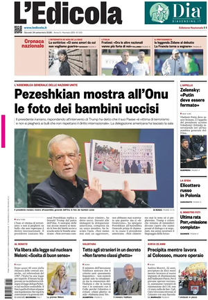 Prima pagina L'Edicola (Nazionale) di oggi - Quotidiano nazionale