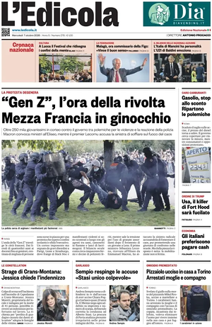 Prima pagina L'Edicola (Nazionale) di oggi - Quotidiano nazionale