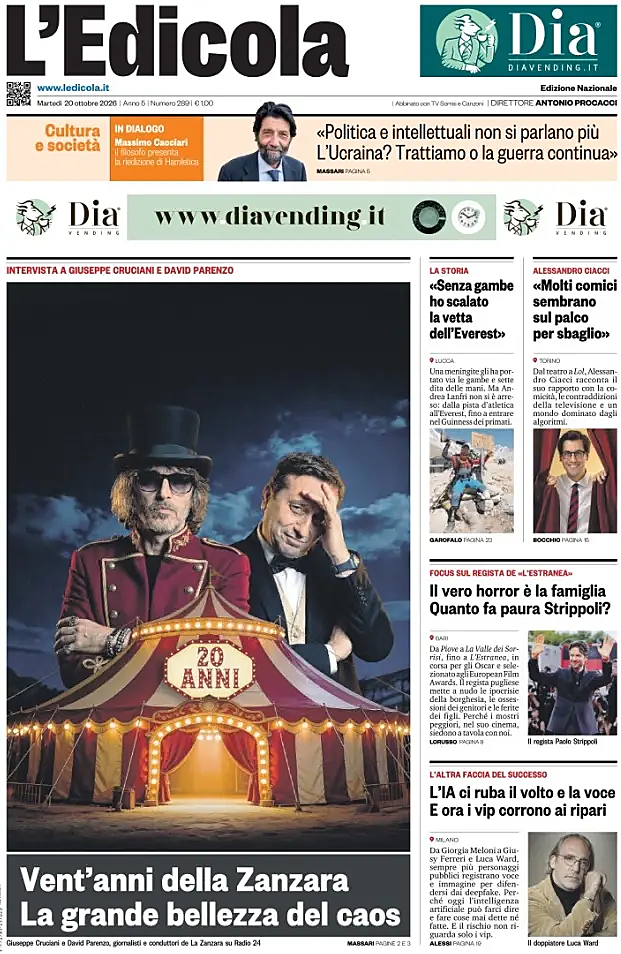 Prima pagina L'Edicola (Nazionale) di oggi - Edicola 20 Ottobre 2026