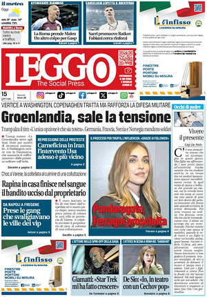Prima pagina Leggo (Roma) di oggi - Quotidiano nazionale