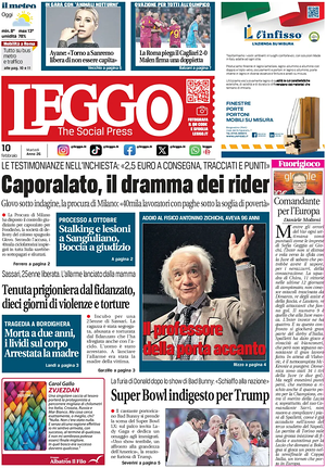 Prima pagina Leggo (Roma) di oggi - Quotidiano nazionale
