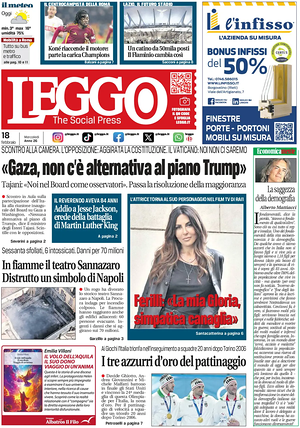 Prima pagina Leggo (Roma) di oggi - Quotidiano nazionale