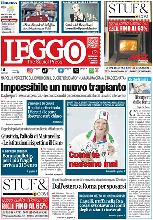 Prima pagina Leggo (Roma) di oggi - Quotidiano nazionale
