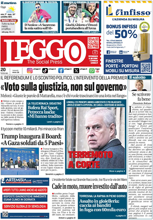 Prima pagina Leggo (Roma) di oggi - Quotidiano nazionale