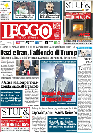 Prima pagina Leggo (Roma) di oggi - Quotidiano nazionale