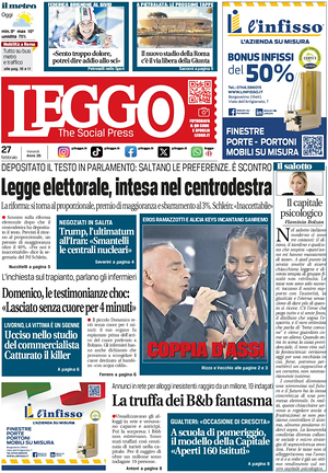 Prima pagina Leggo (Roma) di oggi - Quotidiano nazionale