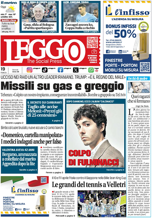 Prima pagina Leggo (Roma) di oggi - Quotidiano nazionale