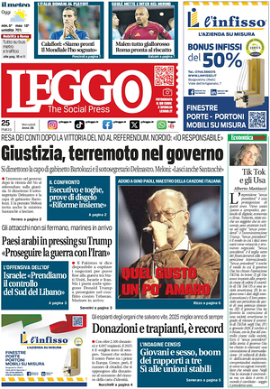 Prima pagina Leggo (Roma) di oggi - Quotidiano nazionale