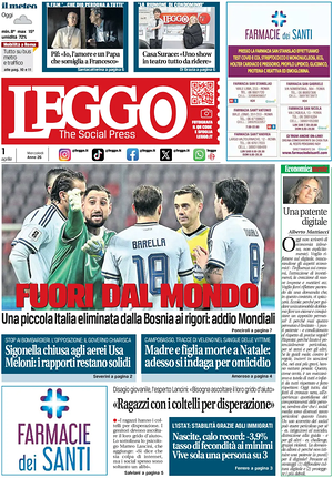 Prima pagina Leggo (Roma) di oggi - Quotidiano nazionale