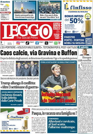 Prima pagina Leggo (Roma) di oggi - Quotidiano nazionale