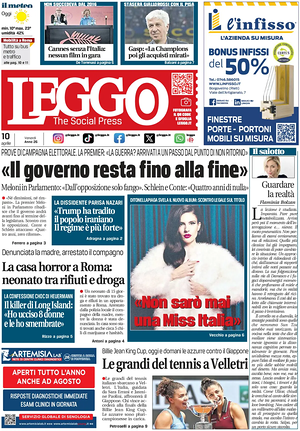 Prima pagina Leggo (Roma) di oggi - Quotidiano nazionale