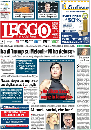 Prima pagina Leggo (Roma) di oggi - Quotidiano nazionale