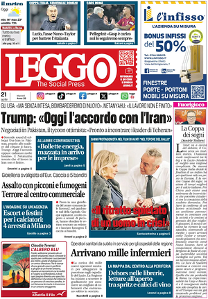 Prima pagina Leggo (Roma) di oggi - Quotidiano nazionale