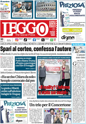 Prima pagina Leggo (Roma) di oggi - Quotidiano nazionale