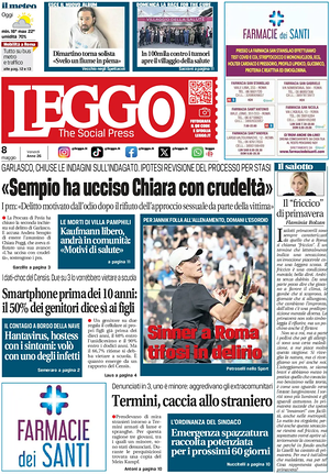 Prima pagina Leggo (Roma) di oggi - Quotidiano nazionale