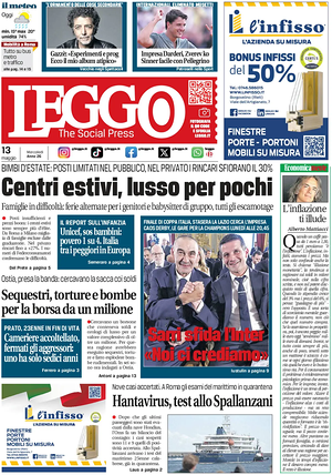 Prima pagina Leggo (Roma) di oggi - Quotidiano nazionale