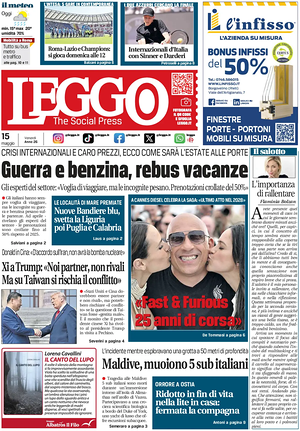 Prima pagina Leggo (Roma) di oggi - Quotidiano nazionale