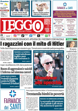 Prima pagina Leggo (Roma) di oggi - Quotidiano nazionale