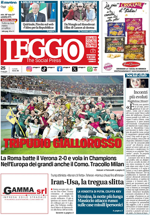 Prima pagina Leggo (Roma) di oggi - Quotidiano nazionale