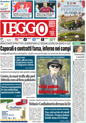 Prima pagina Leggo (Roma) di oggi - Quotidiano nazionale