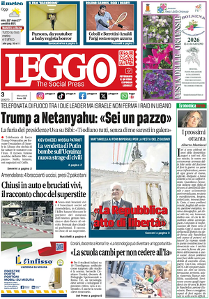Prima pagina Leggo (Roma) di oggi - Quotidiano nazionale