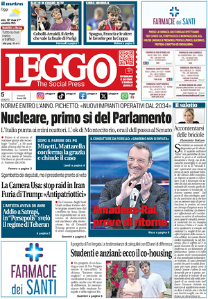 Prima pagina Leggo (Roma) di oggi - Quotidiano nazionale