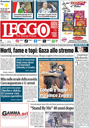Prima pagina Leggo (Roma) di oggi - Quotidiano nazionale