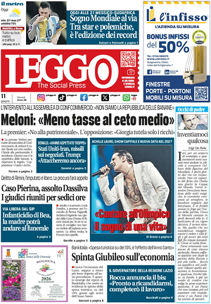 Prima pagina Leggo (Roma) di oggi - Quotidiano nazionale