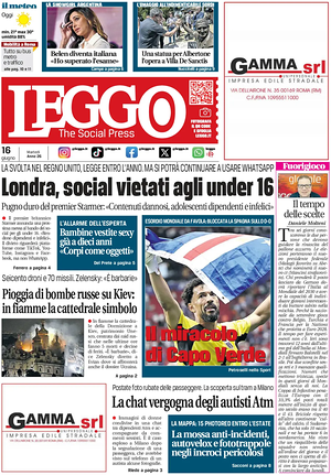 Prima pagina Leggo (Roma) di oggi - Quotidiano nazionale