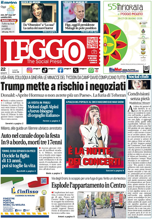 Prima pagina Leggo (Roma) di oggi - Quotidiano nazionale