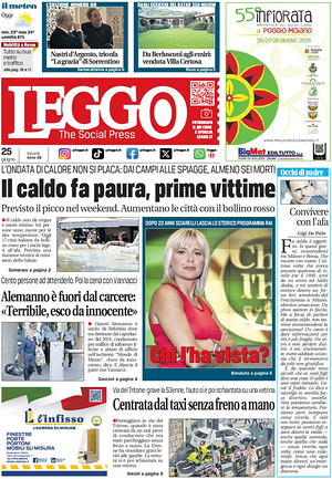 Prima pagina Leggo (Roma) di oggi - Quotidiano nazionale