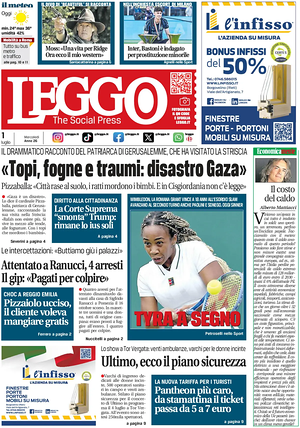 Prima pagina Leggo (Roma) di oggi - Quotidiano nazionale